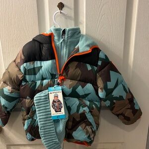 Snozu Kids' Camo Puffer Jacket with beanie